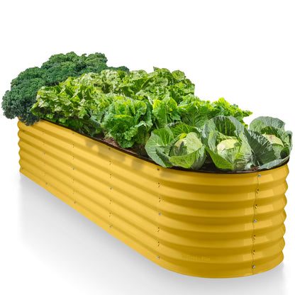 9-in-1 Galvanized Steel Raised Garden Bed // 8×2×1.5 ft Modular Planter for Gardening, Vegetables, Flowers // 18" Tall Metal Raised Garden Beds Outdoor (Yellow) // Patented Design Planter Box