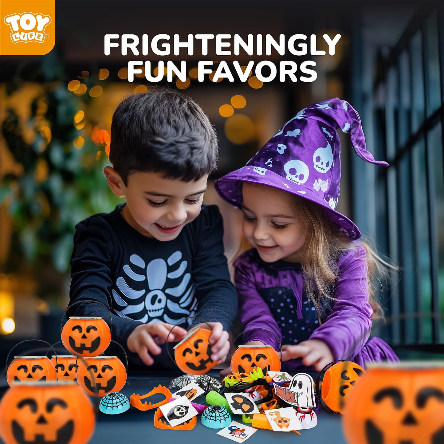 TOY Life Halloween Toys Prefilled Pumpkins Buckets Halloween Party Favors for Kids Bulk, 162Pcs Halloween Pinata Stuffers Mini Bucket Goodies Bag Classroom Prizes Trick or Treats