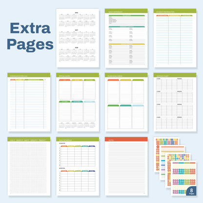 SUNEE Deluxe Teacher Planner 2026-2027, Lesson Planner Book with 7 Periods Jul 2026 - Jun 2027, 8.5" x 11" Daily Weekly and Monthly Organizers with Colorful Tabs, Planning Stickers,120gms Paper, Blue