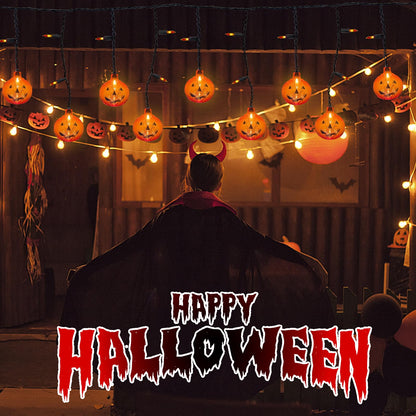 Halloween Pumpkin Icicle Lights, 7Ft Outdoor Halloween Decorations String Light with 10 Pumpkin Light 15 Mini Orange Bulbs, Plug in Pumpkin Curtain Lights for Indoor Outdoor Patio Party Holiday
