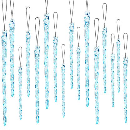 Boao Glass Icicle 3.5-7.8 Inch Twisted Glass Icicle Christmas Ornaments Hanging Decorations(Light Blue,54 Pcs)