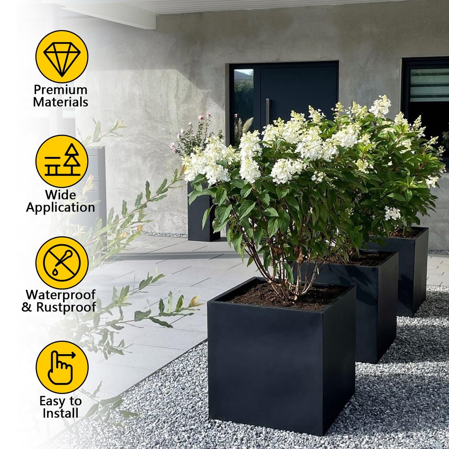 VEVIVOOVY Heavy Duty Steel Planter Box (26"x26"x26"),Square Tall Planter Modern Detached for Indoor & Outdoor Planters Cube,Black Flower Plant Pot for Commercial Residential for Patio Deck & Backyard