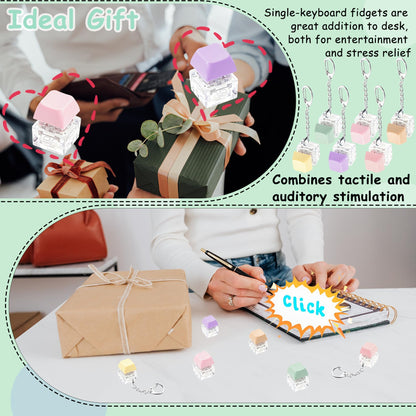 24 Pcs Macaron Keyboard Fidget Toy for Adult Kids Stress Relief, Fidget Keychain Keyboard Decompression Button Finger Clicker Toys, Button Stress Relief Fidget Gifts Birthday Party Favors Goodie Bag