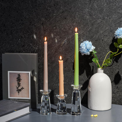 DONOUCLS Crystal Tapered Candle Holders Crystal Candlestick Home Tabletop Decorations Pack of 3, Comes with Gifted Box