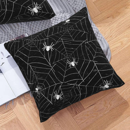 VIREOTHIA Halloween Spiderwebs Pillow Covers 18x18 Set of 2 Black and White Decorative Throw Pillow Cover Spider Webs Square Pillowcases Cushion Covers for Couch Bed Sofa Decor