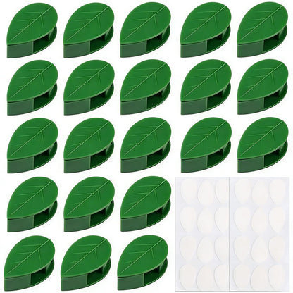 Odetina 2026 New Plant Clips for Climbing Plants, 10 Pcs Green Leaf Shaped Self-Adhesive Plant Wall Clips, Plant Climbing Wall Fixture Clips for Vine Support, Wall Plant Holder & Cable Organization