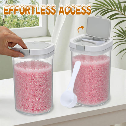 HFYZZ 2 Pack Bath Salt Jar with Pop-Up Airtight Lid and Scoop, 1.8L Plastic Airtight Storage Canister Bathtub Accessories for Bathroom Salt, Flour, Candy, Tea