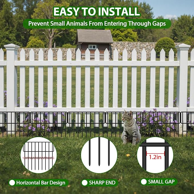 ULIOK 38 Panels Animal Barrier Fence, No Dig Fence 41.1ft(L) x12in(H), Garden Fences for Rabbits and Dog Ground Defense, Rustproof Metal Fences Border, Fenceing Bottom Blocker for Outdoor Yard Patio