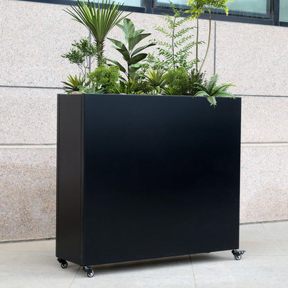 Modern Metal Planter Box with Lockable Wheels (40” x 36” x 12”) – Sleek Indoor/Outdoor Divider for Plants & Flowers – Durable Powder-Coated Steel – Minimalist Design