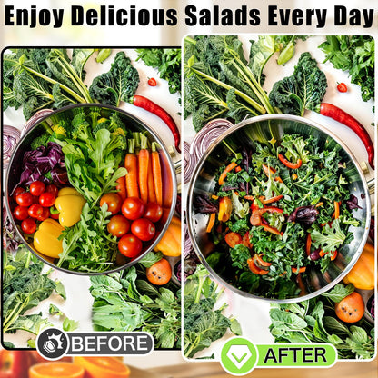 ZMCYNG Salad Chopper Bowl - Stainless Steel Salad Chopping Bowl, Sala d Chopper Bowl and Cutter with Lid, Chef Grade Salad- Chopper Blade and Bowl, Mezzaluna Mincing Knife, Super-fast Sala d Prep