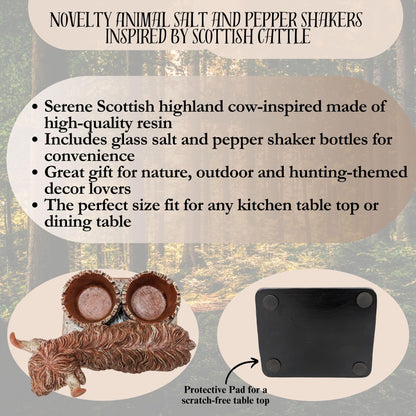 BestGiftEver Highland Cow Salt and Pepper Shakers | Scottish Highland Cow Decor | Rustic Farmhouse Kitchen Accessories | Animal Condiment Holder | Novelty Salt and Pepper Shaker Set for Nature Lovers
