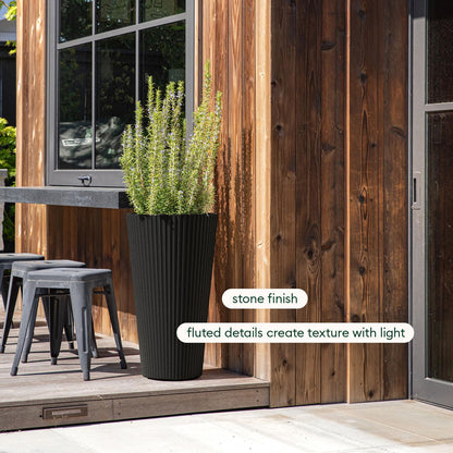 Veradek Demi Series Tall Planter for Porch, Patio, Backyard | Durable Plastic-Stone Composite Material | Modern Décor for Tall Plants, Grasses