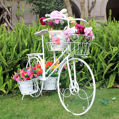 piudoiliy Plant Stand,Bicycle Planter Display Rack,with 4 Baskets Outdoor Garden Plant Holder,for Home Deck Garden Patio (Green)