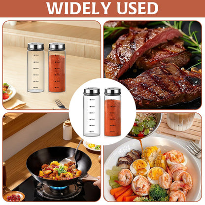 2Pcs Large Salt & Pepper Shakers, Glass Salt & Pepper Shakers with Adjustable Pour Holes, Salt & Pepper Dispensers with Stainless Steel Removable Lids, Salt Spice Shakers for Kitchen Restaurant