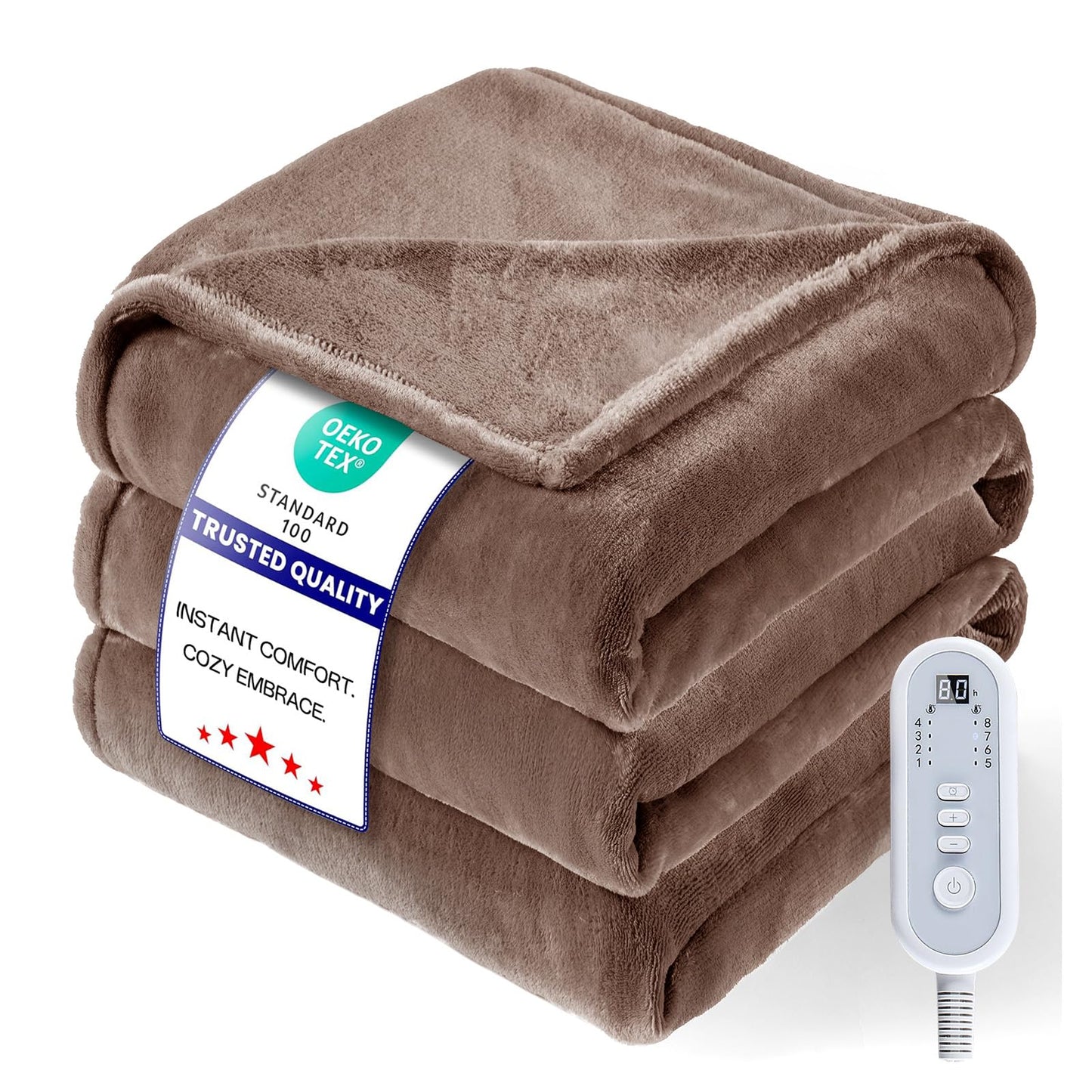 Heated Blanket Twin, Electric Blanket Soft Sherpa Flannel, 10 Hours Auto Shut-off & 8 Fast Heating Levels, Machine Washable ETL Certified, Heating Blanket for Bed & Sofa (62x84 inches, Gray)