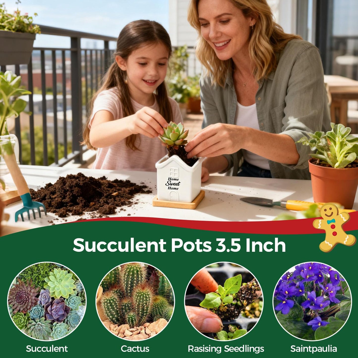 T4U House Warming Gifts New Home, 3.5 Inch Succulent Pots Home Sweet Home, Housewarming Gifts Small Pots for Plants, New Home Gift Ideas for New Apartment