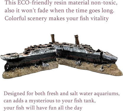 M2cbridge Antique Roman Column Ruins European Castle Aquarium Decorations Fish Tank Hideout Rocks(Titanic Shipwreck)