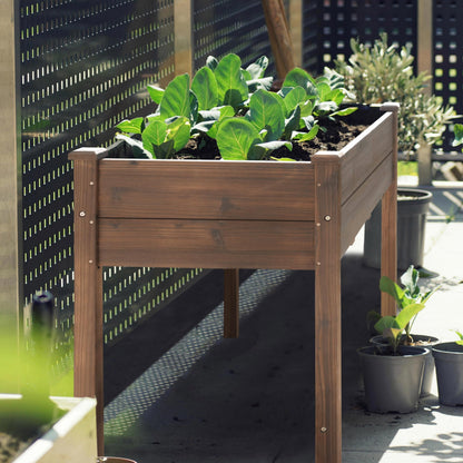 BlueWish Cedar Raised Garden Bed, 48" W x 24" D x 30" H Raised Garden Bed with Detachable Black Liner, 3 Drainage Holes, Planter Box for Outdoor, Patio, Backyard, Rustic