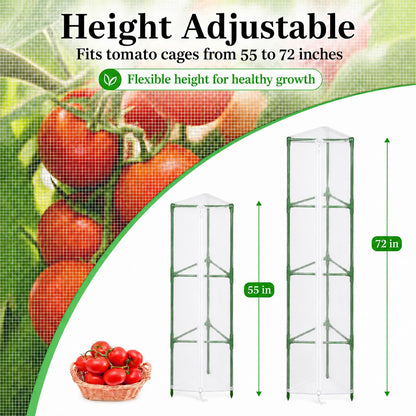 Halatool Garden Tomato Plant Cover Netting, Fits 55–72" Tall Tomato Cages, Garden Bird Netting with Zipper & Drawstring, Insect Barrier, Plant Covers from Insects Animals, 2 Pack, 61"×15.7"
