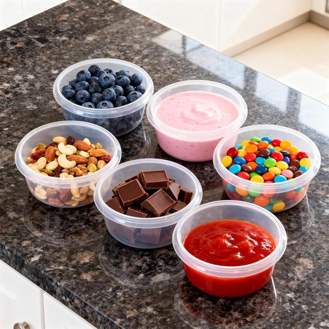 6 Pack Reusable Snack Containers with Lids 8 oz for Kids Toddler Adults,Overnight Oats Salad Food Storage Containers BPA Free Pp Food Grade