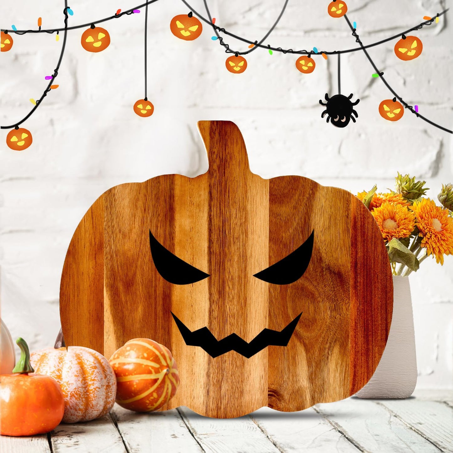 Halloween Charcuterie Board Gifts Pumpkin Shaped Wooden Cutting Boards for Kitchen Fall Serving Platter Turkey Thanksgiving Cheese Board Wood Halloween Trays Decor Modern Pumpkin Dishes Decoration