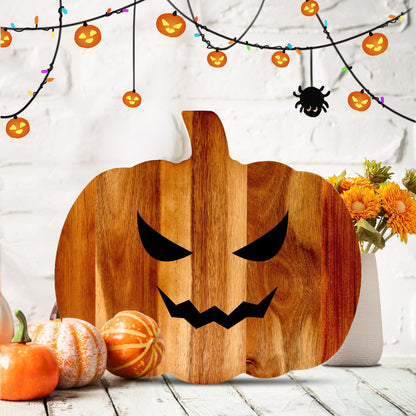 Halloween Charcuterie Board Gifts Pumpkin Shaped Wooden Cutting Boards for Kitchen Fall Serving Platter Turkey Thanksgiving Cheese Board Wood Halloween Trays Decor Modern Pumpkin Dishes Decoration