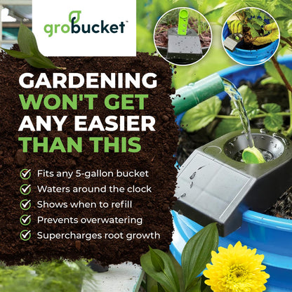 GroBucket Self Watering Planter Insert w/LifeTested Technology, Water Reservoir & Level Indicator - Turn Any 5-Gal Bucket into a DIY, Portable Automatic Container Indoor-Outdoor Garden, 3-Pack