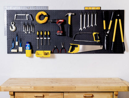 WallPeg Pegboard Kit - 4 Each 24"x16" Peg Board Panels - Made in USA - Mounted Size is 48" x 24" Pegboards Wall Organizer for Walls Home, Garage Tool Storage, Office Organization, Kitchen, Craft Room