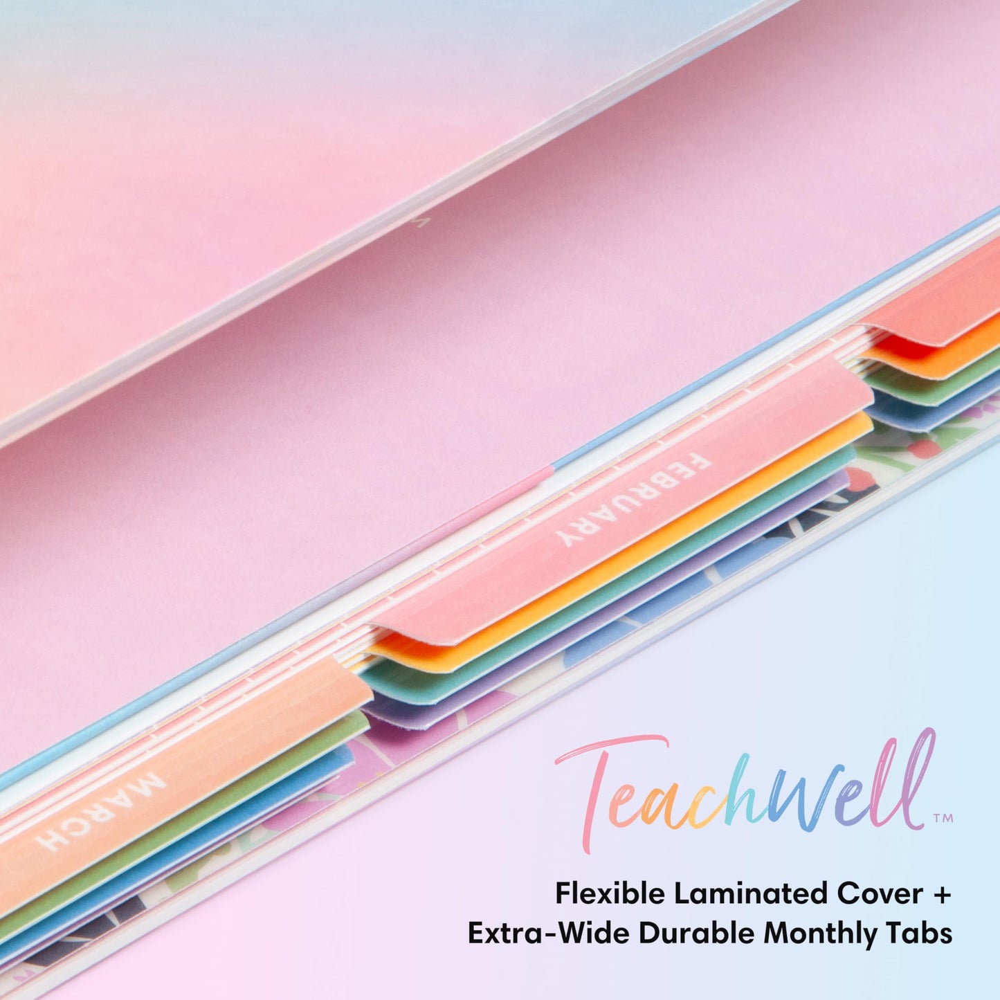 Blue Sky Teachwell 2026-2027 Weekly and Monthly Academic Year Teacher Lesson Planner Calendar, July 2026 - June 2027, 8.5" x 11", Flexible Cover, Heavy Duty Coil Binding, Colorful Interior, Laminated Tabs, Storage Pocket, Includes Stickers, Mikki
