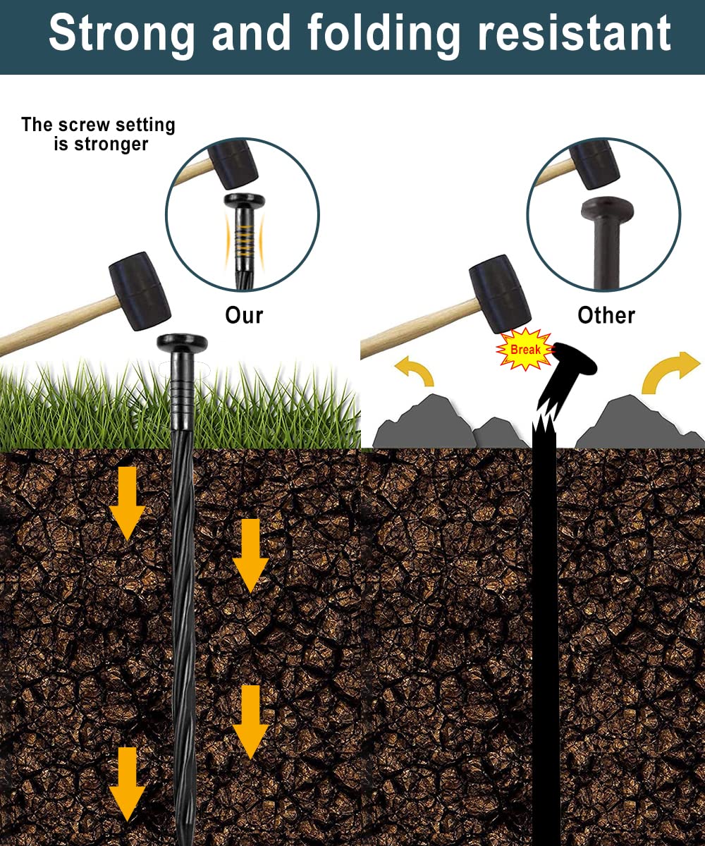Meboyz 50 Pack of 8-inch Plastic Landscape Edging Spikes are Perfect for anchoring Weed barriers, Paver Edging, Artificial Turf, Grass Pathways, and More.