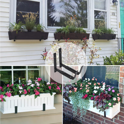 Maotong Adjustable Window Planter Box Brackets 6 Pack, Heavy Duty Wall Mount Flower Box Holder for Planter Box Depth (Front to Back) 6 to 12 Inches, Black