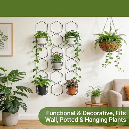 Wall Trellis Indoor, Garden Trellis Plant Accessories Sturdy Wall Trellis for Indoor Climbing Plants, Practical Plant Accessories with Stable Support for Pothos, Ivy, Monstera & More Houseplants