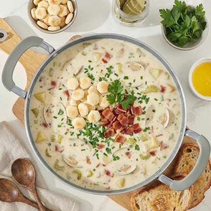 10 Quart Nonstick Stock Pot with Lid - BEZIA Ceramic Large Soup Pot, Big Pot with Silicone Handles, Easy Cleanup, Compatible with All Cooktops, Perfect for Roasts, Large Batches & Holiday Cooking