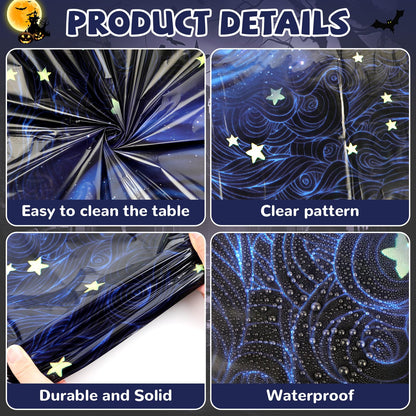 3 Pcs Button Eyes Tablecloths Button Party Decorations Samhain Plastic Table Cover Cartoon Movie Theme Fantasy Keyhole Disposable Rectangle Table Cloth for Witch Horror Birthday Supplies 108x54 Inch