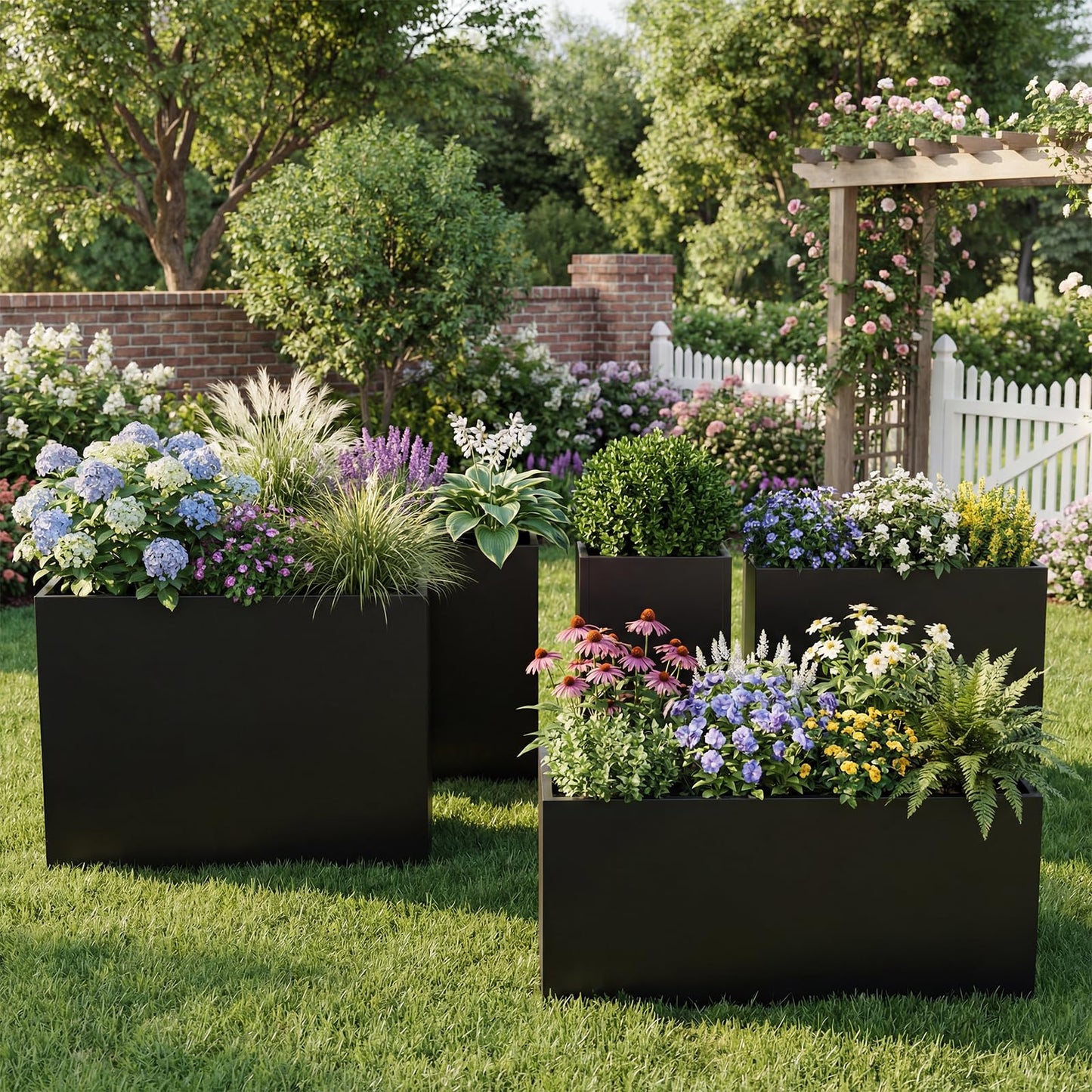 Baotree Metal Planter Box for Outdoor, Garden Planter Spliced Flower Pot with with Removable Insert Shelf, Rust Resistant for Indoor Outdoor Patio Porch Commercial Residential-30 x 14" x 14"