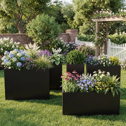 Baotree Metal Planter Box for Outdoor, Garden Planter Spliced Flower Pot with with Removable Insert Shelf, Rust Resistant for Indoor Outdoor Patio Porch Commercial Residential-30 x 14" x 14"