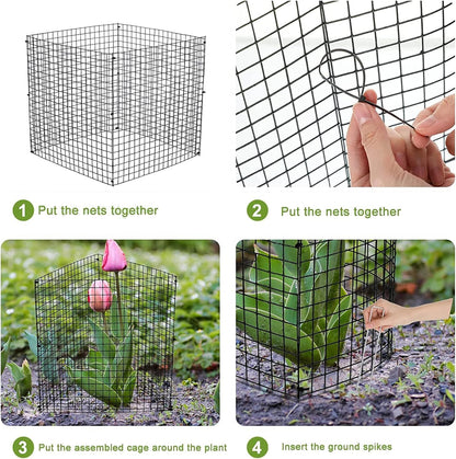 6 Pack Small Wire Plant Protectors, 24 Pieces Square Plant Protectors from Animals Mesh Plant Cage Chicken Wire Cover for Protect Plants, Garden,Shrubs and Vegetables from Animals(12x12 in)