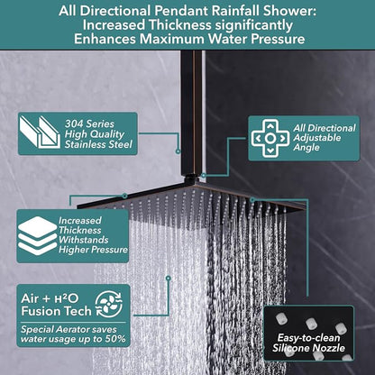 VANFOXLE Shower Faucet Set Oil Rubbed Bronze Shower System,Push Button Diverter Shower Faucet with 2 in 1 Handheld,Ceiling Mount 10 Inch Shower Head with 6 Inch Wall Mount Shower Head