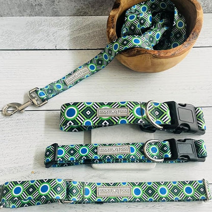 Lucky Love Dog - Easy Click Buckle Dog Collar with Leash Set Combo, Durable & Comfortable for Male & Female Dogs, Pet Collar for Medium Dogs, Secure Fit - Leo Combo, Medium