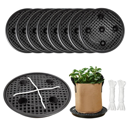 8 Pack 12 inch Self Watering Base for Fabric Grow Bag, Self-watering Plastic Elevated Plant Saucer Stand, Automatic Watering Tray for Non-woven Planter Flower Pot Growth Tent Greenhouse Indoor Outdoor