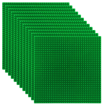 ZEAYEA 12 Pack Classic Baseplates, Building Base Plates Compatible with Most Standard Building Bricks, 10" x 10" Stackable Bases, Green
