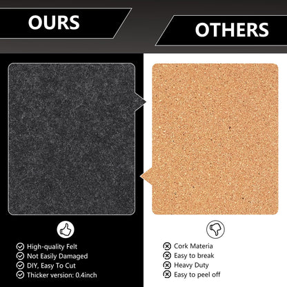 8 Packs Light Gray Hexagon Felt Pin Board, 12" Bulletin Board with 30 Push Pins, Felt Board for Home Kitchen Office Decor, Self-Adhesive Corkboard Tiles for Walls School Message Photos Memos
