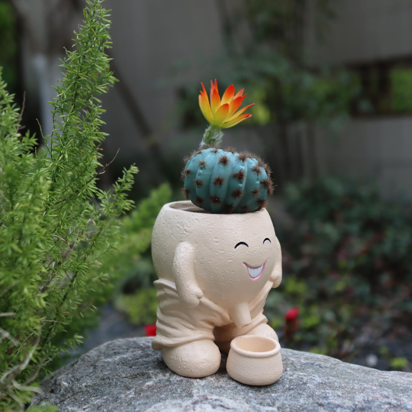 Dolkgy Cute Head Planter, Face Plant Pot Fun Head Vase for Plants for Indoor Outdoor Décor, Unique Cactus Office Flower Pots
