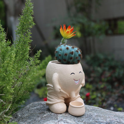 Dolkgy Cute Head Planter, Face Plant Pot Fun Head Vase for Plants for Indoor Outdoor Décor, Unique Cactus Office Flower Pots