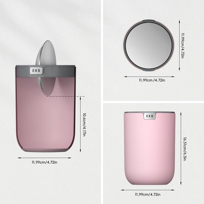 EKO Fandy 0.4 Gal/1.5L Mini Tabletop Trash Bin with Swing-Lid, Desktop Trash Can for Bathroom Countertop, Vanity, Coffee or Office, Small Garbage Bin (Pink)