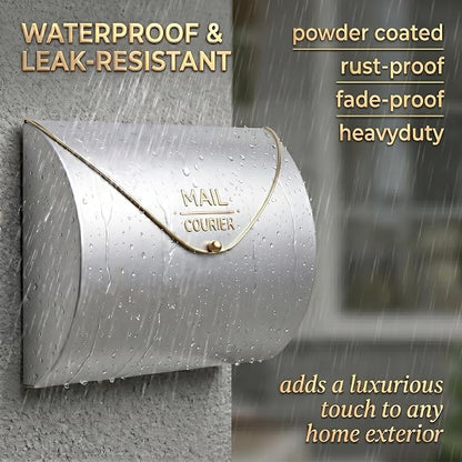 Metallic Silver Wall Mount Mailbox for Outside,Waterproof Metal Mailboxes with Rust-Proof Galvanized Steel,Large Capacity Envelope Mailbox for House,12.99 x 10.35 x 3.5 Inch