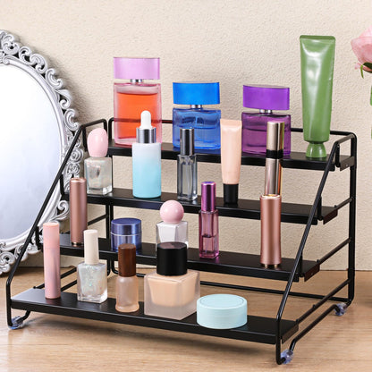 Exclaith 4 Tier Spice Rack for Cabinet, Step Adjustable Spice Shelf, Metal Step Spices Storage Holder with Protection Railing, Seasoning Organizer for Countertop, Cupboard, Pantry