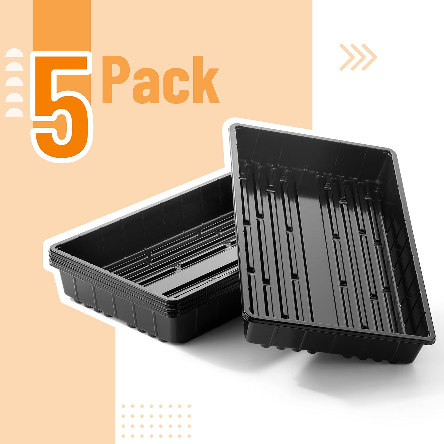 Mr. Pen- Seed Starter Trays, 5 Pack, 17"x10"x2.4", Durable Plastic Growing Trays, Stackable and Reusable Seedling Starter Kits for Indoor, Outdoor, Greenhouse Gardening, Planting, Hydroponic Systems