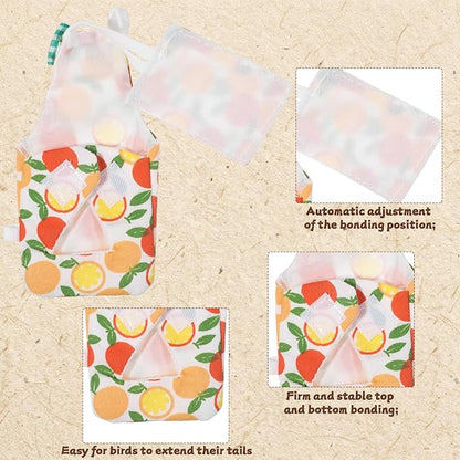 4pcs Bird Diaper Reusable Flight Suit Parrot Nappy with Waterproof Inner Adjustable Straps Pet Bird Diaper Birds Clothes for Parakeet Cockatiel Mini Macaw Budgie Canary