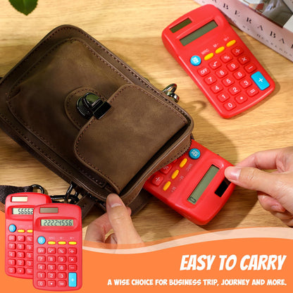 Copkim 24 Pack Student Mini Calculator for Classroom, 8-Digit Display Dual Powered Handheld Math Tools for Teachers, School Supplies and Classroom Rewards, Compact Design(Red)